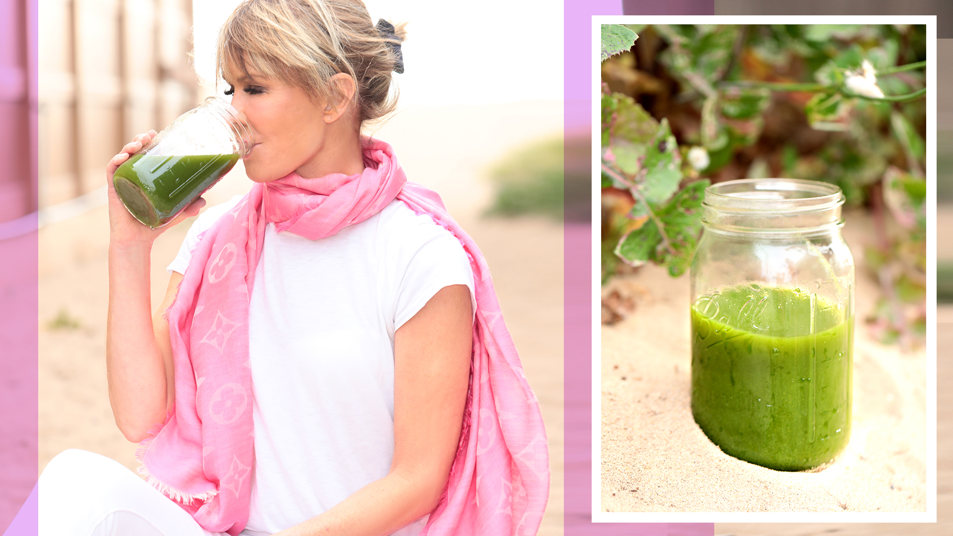 Laura Dunn - Celery Juice in Louis Vuitton Pink Scarf Luxury Fashion Blogger